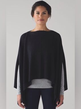 Lululemon Forward Flow Cape Poncho layering piece black has armholes.